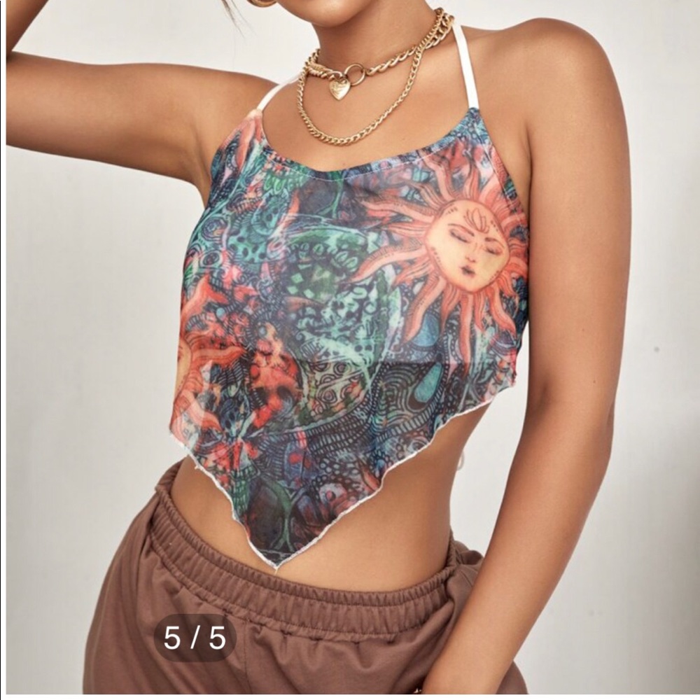 NWT handkerchief tie-back top